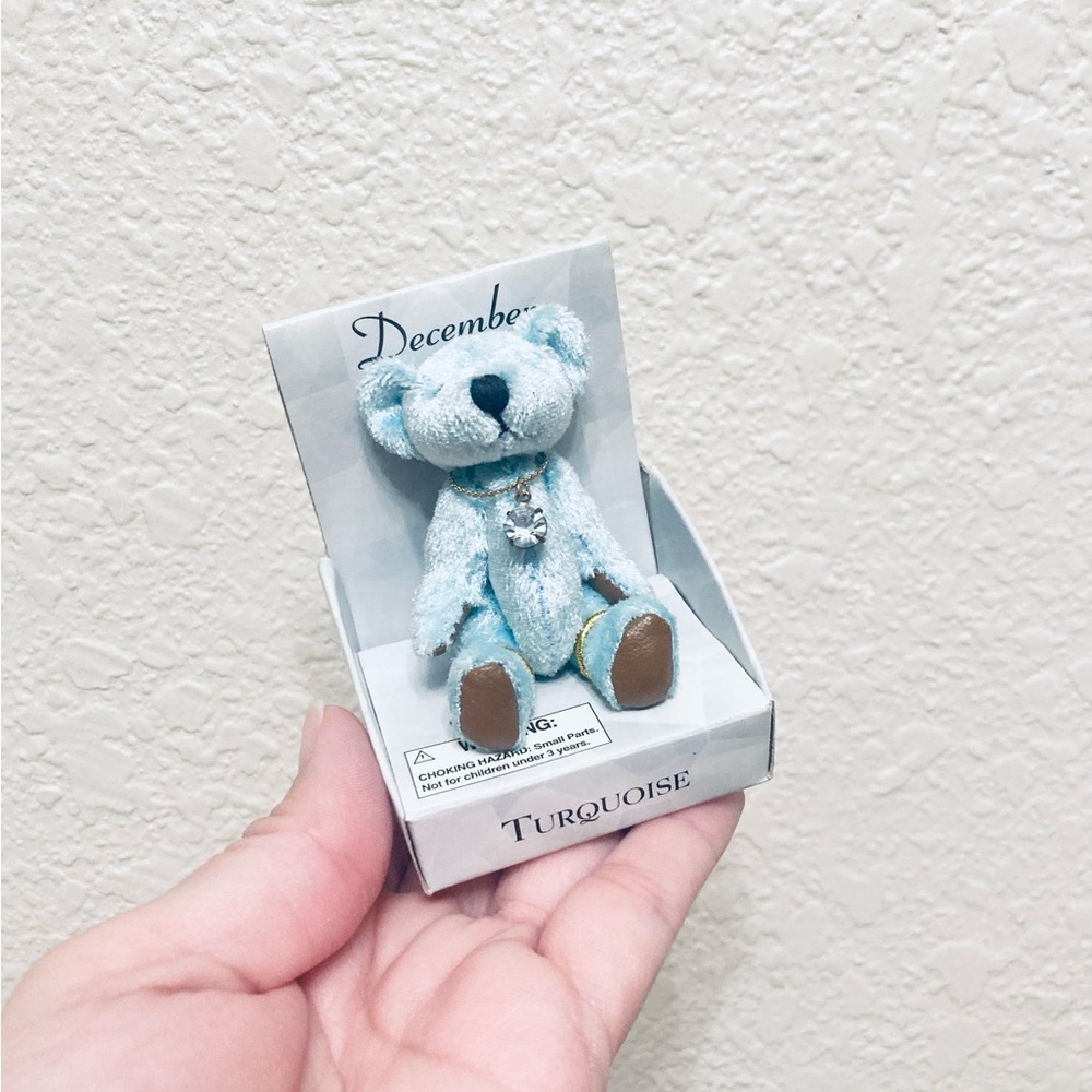 Vtg Russ Berrie mini bear birthday month December birthstone nib 3